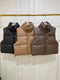 Leather Half Sleeves Puffer Jacket